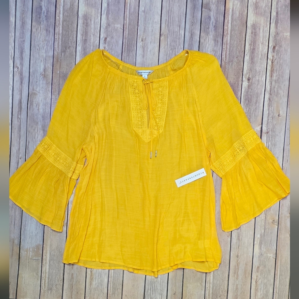 Yellow Lace-Trimmed Women's Top